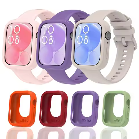 Silicone Strap + Case for Huawei Watch Fit 3 Smart Watch Replacement Bracelet Wriststrap for Huawei 