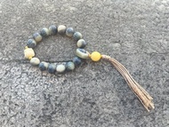 天然原生菩提根六字箴言象牙果醒獅設計單圈手串手持s