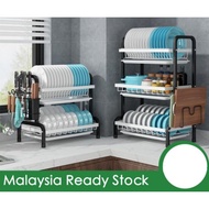 Dish Rack 304 Stainless Steel Rak Dapur Dish Drainer Rack Kitchen Rack Storage Rack🏖️