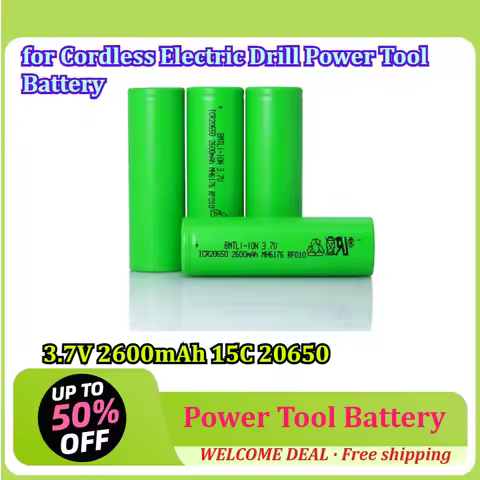 3.7V Battery Lithium for Cordless Electric Drill Power Tool Battery 3.7V 2600mAh 15C 20650 Rechargea