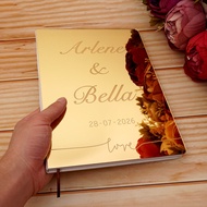 Adat Akrilik Cermin Buku Tetamu Perkahwinan Cinta dengan a dengan Lembaran Kosong Nama Peribadi Nama Buku Pelawat Bekalan Hiasan Parti
