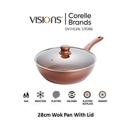 Visions Metal Cookware Wok Pan 28cm with Glass Lid