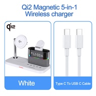 ZUZG 5-IN-1 Qi2 Wireless Charger with Alarm Clock for Apple Wirelss Charger Stand for iPhone 17/16/1