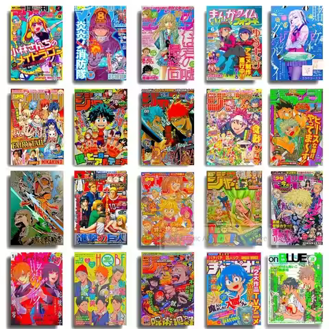Hatsune Miku Chainsaw Man Jojo Giant Cartoon Magazine Cover Hanging Painting Mural Retro Style Anime