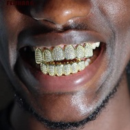 FEISHANG Teeth Grillz Set, Hip Hop Removable Design Hiphop Teeth Grillz, Gift Zircon Rhinestone Holl
