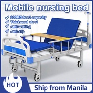 Hospital bed 2 cranks with IV pole, faux leather cushion, brand new hospital bed Medical bed two function bed Patient