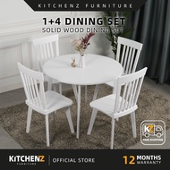 [FREE Shipping] Kitchenz Mateor 4Seater Solid Wood Dining Set Round Table + 4 Chair-Mateor-WT