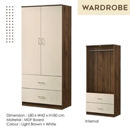 WARDROBE 2 DOOR/ STORAGE CABINET 2DOOR + 2DRAWER/CUPBOARD/CLOTHES CABINET
