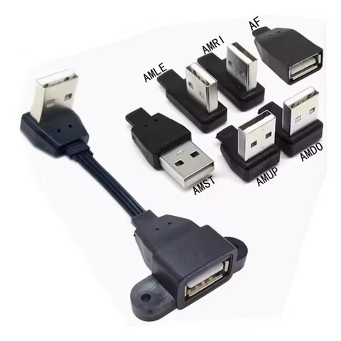 5CM 10CM 20CM 50CM 1M USB extension cable elbow 2.0 data cable with screw holes for fixing baffle ma