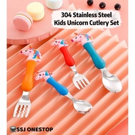 Gift Set Unicorn Baby Training Stainless Steel Spoon Fork Set Toddler Self Feeding Utensil Set Sudu 