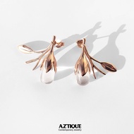 ต่างหูเงินแท้ ต่างหู หยดน้ำค้าง Morning Dew พลอยควอตซ์ใส  Quartz  Earrings Jewelry  md