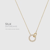 S925 Sterling Silver Sparkling Interlocking Rings Necklace