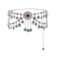 New Bohemian Retro Coin Tassel Water Diamond Waist Chain Dunhuang Belly Dance Ancient Style Belt Pho