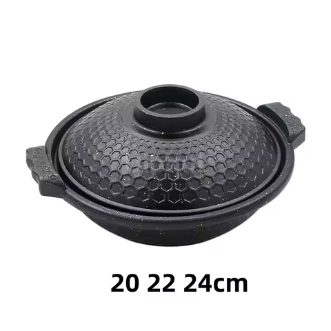 black bowl Pot aluminum alloy Cooking Casserole Japanese Stew Soup Lid Hot Pots Korean Stockpot Dish