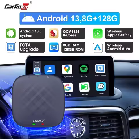 CarlinKit 8+128G CarPlay Ai Box Plus Android 13 Wireless Android Auto&CarPlay QCM6125 665 FOTA Upgra