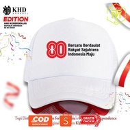 MERAH KU09 see-97 80th Indonesian Independence Day Hat, 17th August 2025 Hat, Red and White Hat from