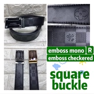 belt square buckle emboss mono R emboss checkered belt buckle