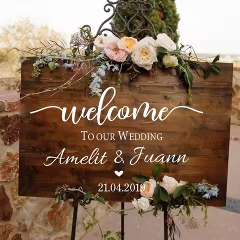 Welcome Wedding Sign Stickers Engagement /Celebration Mural Vinyl Decal Baptism/Birthday Wedding Dec