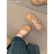 mary jane heels mary jane shoes Niche Design Bow Mary Jane - Woven Breathable Vacation Style Flats