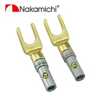 New 2 pcs High-quality Gold Plated Nakamichi Speaker Y Type Spade Plugs Screw Audio Jack Connector Adapter