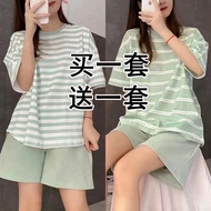 Pajamas Set Pajamas Women Summer Imitation Cotton Half-Sleeved Pajamas Women Summer Imitation Cotton