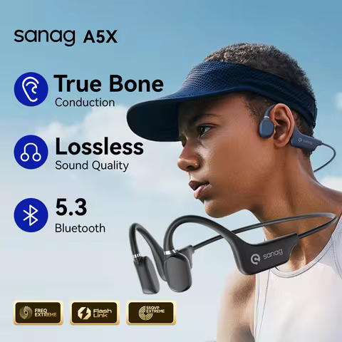 Sanag A5X True Bone Conduction Headphones Wireless Sport Open Ear Bluetooth Earphones 3D Stereo Soun