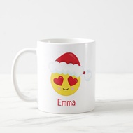 Cute Heart Emoji Personalized Christmas Mug Cup