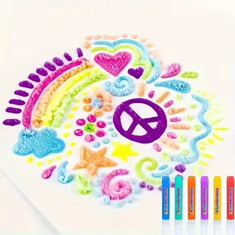 1set/6pcs bubble popcorn pens, stress-relief watercolor pens, DIY greeting cards, 3D magic doodles g