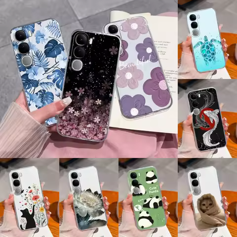 For Vivo V40 Lite V40SE Y200 Y300 Case Lucky Flower Transparent Phone Cases For Vivo V 40 Lite V40 S