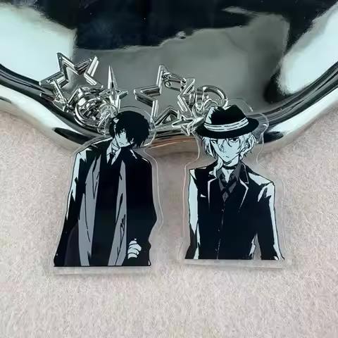 Anime BSD Dazai Osamu and Chuuay Acrylic Keychain Bungou Stray Dogs Soukoku Inspiration Key Ring Cos