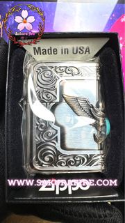 🔥Zippo🔥2018年 日版 綠松石 翼型古圖騰 環繞重甲形 收藏版 多重工藝 鍍銀打火機