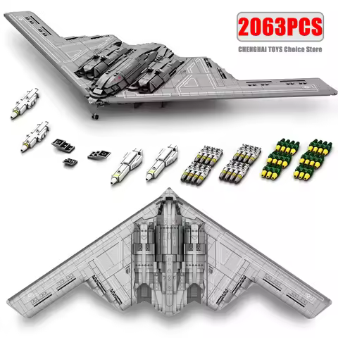 2024 NEW MOC B2 Military Stealth And Strategic Bomber Building Blocks Fighter Model With Missile Bom