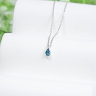 倫敦藍托帕石925純銀水滴爪鑲項鍊