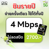 (ซิมรายปี AIS) เน็ตไม่ลดสปีด ไม่จำกัด GB เร็ว 6 Mbps  4 Mbps ใช้ได้นาน 1 ปี
