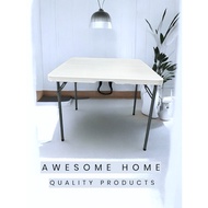 Square Folding Table Size 86 x 86 x 74 cm White Foldable In Half With Handle Easy To Carry Worship