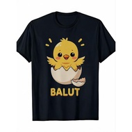 Funny Filipino Balut Egg T-Shirt - Cotton Mens Black Graphic Tee with Cute Chick & BALUT Design, Hum