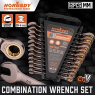 HORUSDY 12Pc Ratchet Spanner Set Metric Wrench Spanners ‎‎Nickel Plating 8-19MM