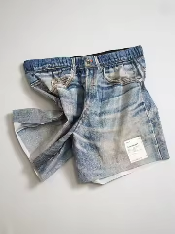 Satisfyrun Denim Look Quick Dry 4 Inch Shorts Breathable Tech Fabric Sports Running Fitness Shorts