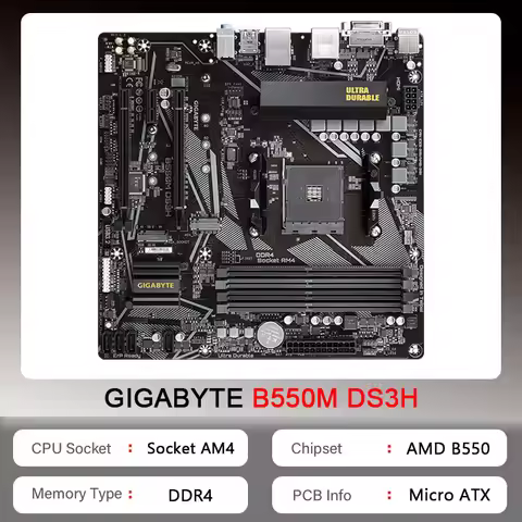 GIGABYTE B550M DS3H New Micro-ATX AMD B550 DDR4 Socket AM4 Motherboard