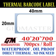 40 x 20 mm Barcode Sticker Thermal Price Label Product Label Sticker Paper Stock Ready 40 x 20 mm