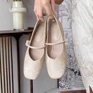 New style chunky heel evening shoes2025Gentle Square-Toed Spring Hair Retro Women's Single Strap Sho