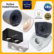 LED Surface Spotlight Eyeball Fitting GU10 Holder 1 Head 2 Head Surface Downlight Frame Black/White Casing