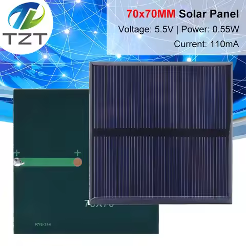 1/3PCS TZT 5.5V 110mA 0.55W Solar Panel Polycrystalline 70*70MM Mini Sunpower Solar System DIY for B