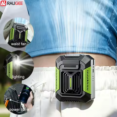 Portable Waist Fan Mini Waist Clip Fan Portable Hanging Neck Fan USB Rechargeable Waist Belt Fan wit