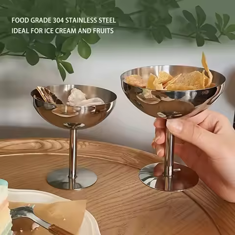 Champagne Goblet Ice Cream Goblet Stainless Steel Food Grade Dishwasher Stable Champagne Goblet for 