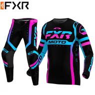 FXR Black blue pink motorcycle riding set, top and pants set, suitable for mountain racing riding