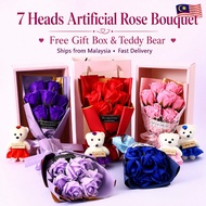 Soap Rose Bouquet with Bear & Gift Box Creative bunga Sabun untuk girlfriend Hadiah Hari Jadi Konvo 