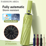 Fashionarea 24 Ribs Folding Automatic Umbrella High-Quality Fibrella  UV Windproof For Sun And Rain