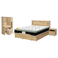 [特價]IHouse-品田 房間5件組(床頭箱、收納抽屜+掀床底、床墊、床頭櫃、鏡台含椅) 雙大6尺梧桐