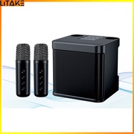 Litake Brightly KD203 Karaoke Machine With 2 Wireless Microphones Outdoor Portable Boombox AUX TF Card U Disk Player Voice Changer For Party Meeting Musical Instruments